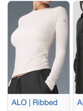 Alo Ribbed Sea Coast Long Sleeve Top - cream white